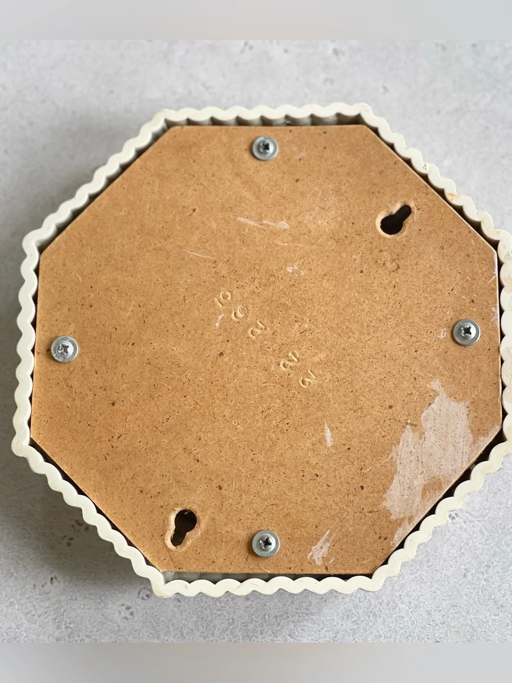 Vintage Homco Cream Tone Faux Wicker Octagonal Wall Mirror Small 70s Boho
